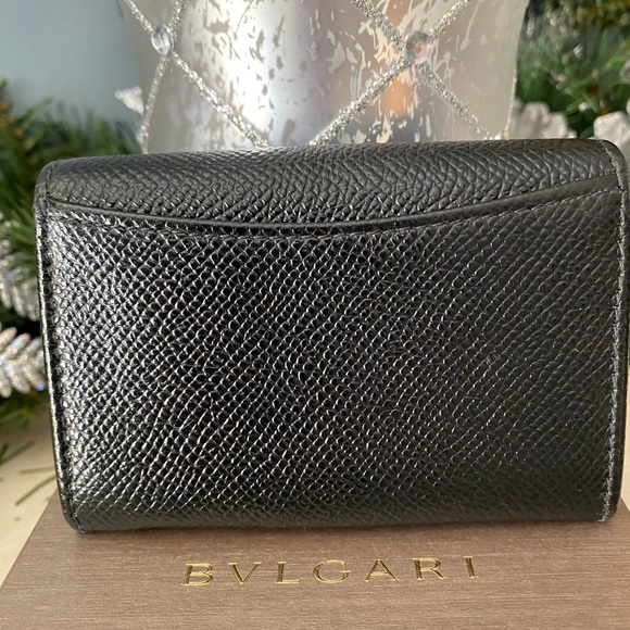 Bvlgari Black Calf Leather Clip Coin Purse NIB - Picture 2 of 9
